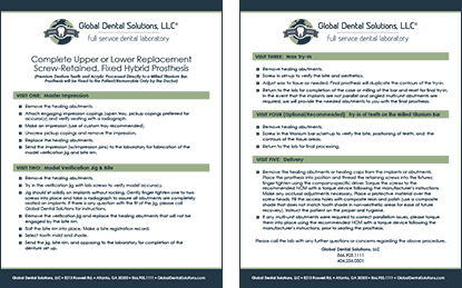 Protocol of Global Dental Solutions at Atlanta, GA